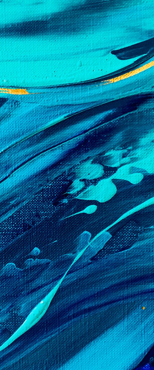INVISIBLE MASTERS OF THE SEA WAVES - Abstraction. Modern. Sea waves. Turquoise. Ocean. Smooth lines. Soothing. by Marina Skromova
