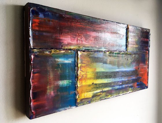 "Bricklaying" - FREE USA SHIPPING - Original PMS Abstract Diptych Oil Paintings On Canvas - 44" x 24"