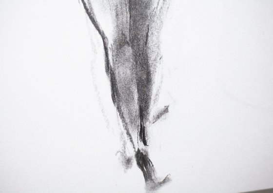 Nude in charcoal. 41. Black and white minimalistic female girl beauty body positive