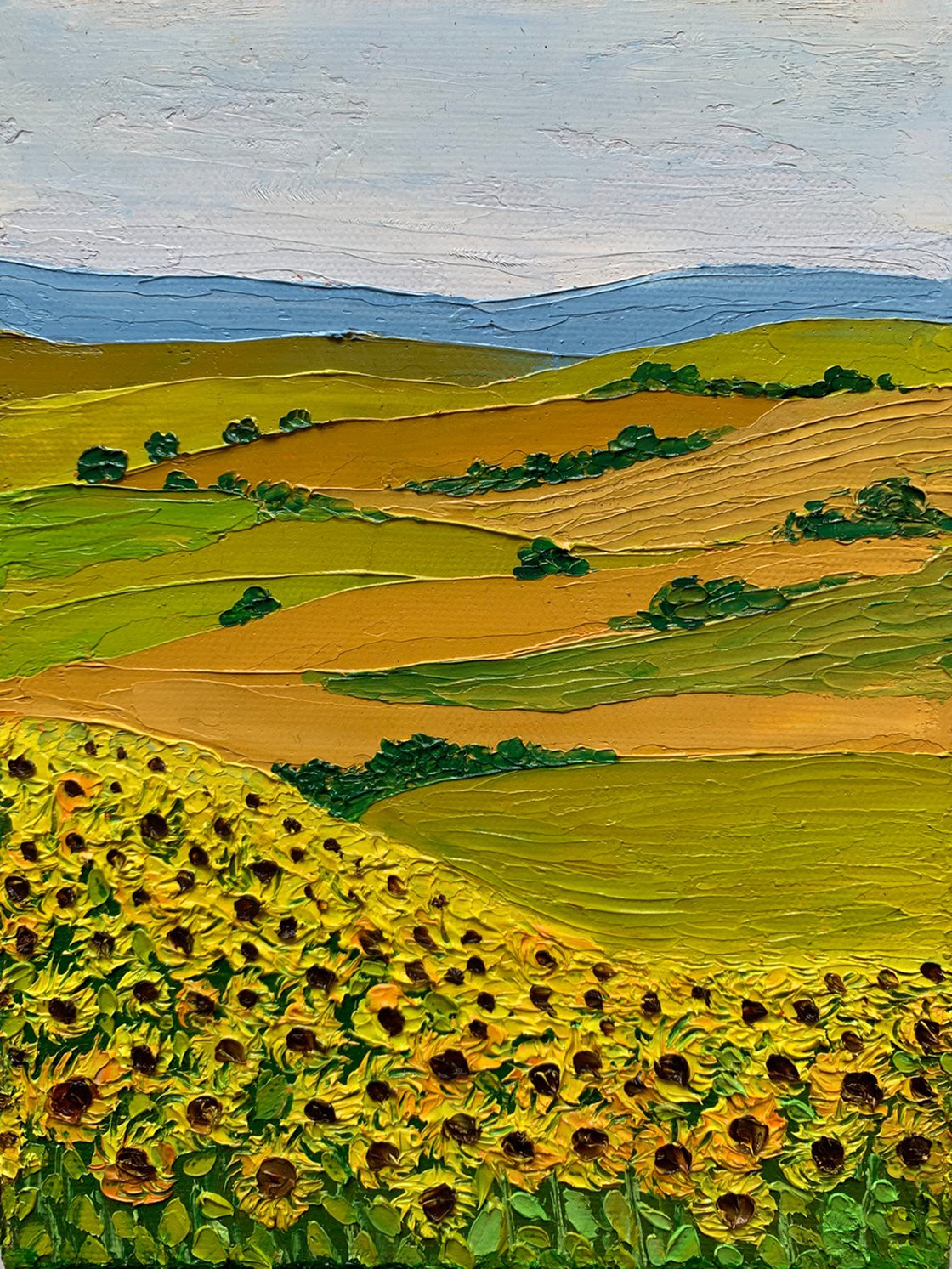 Tuscan Sunflowers Landscape 4 Textured Oil Painting On Ready To   3727019c53bb4de08bcc248841af0055 Opt 