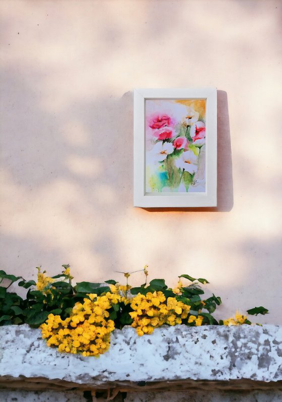 Garden flowers in watercolour