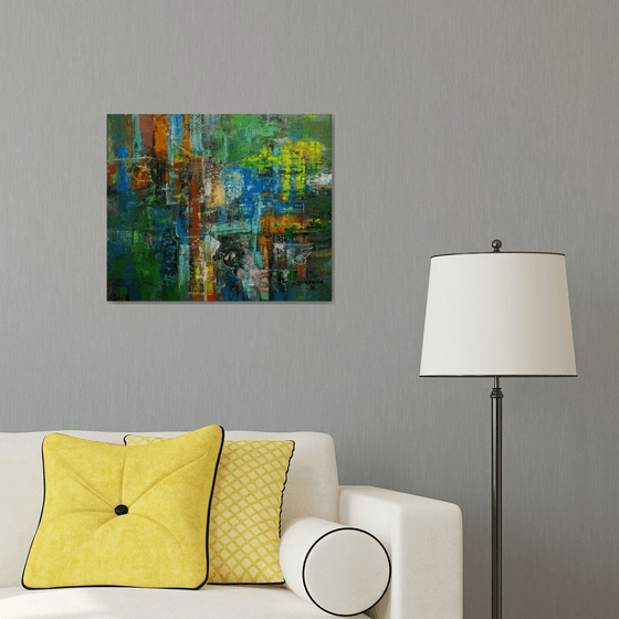 Fairy, Abstract Oil Canvas, Green Tones, Home modern interior art