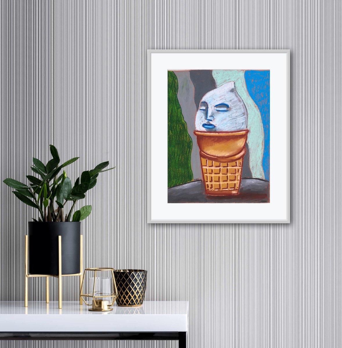 Expressive Portrait Painting By Roberto Munguia Garcia, 12 X 15", Mr. Tasty, Original Artwork