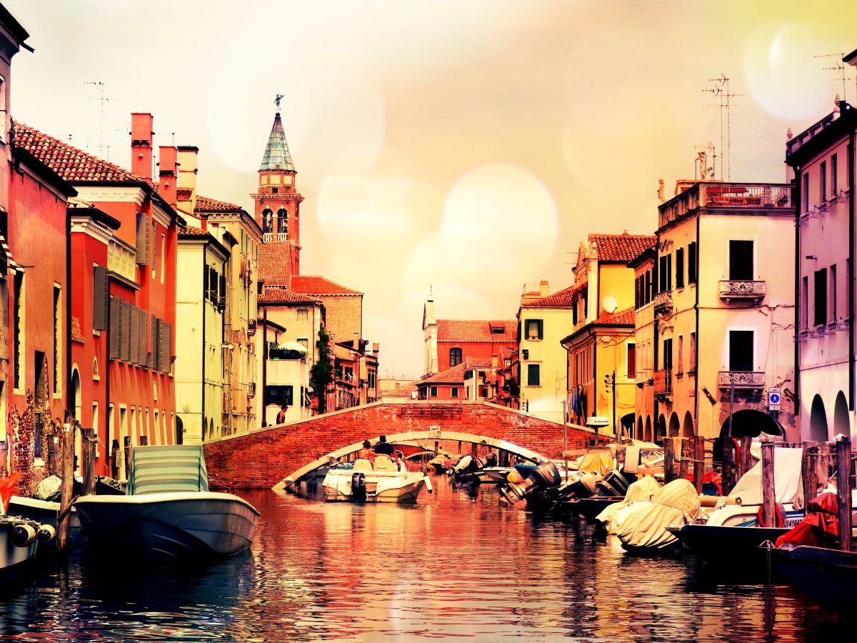 Venice sister town Chioggia in Italy - 60x80x4cm print on canvas 00806m1 READY to HANG by Kuebler