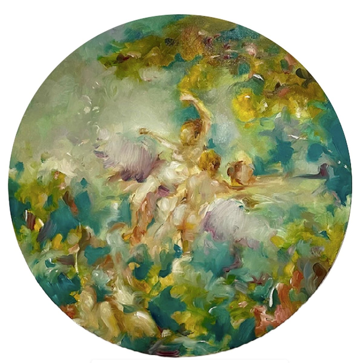 Abstract Portrait Oil Painting By Dif | Diletta Innocenti Fagni, 24 X 24, Joyful, Original Artwork