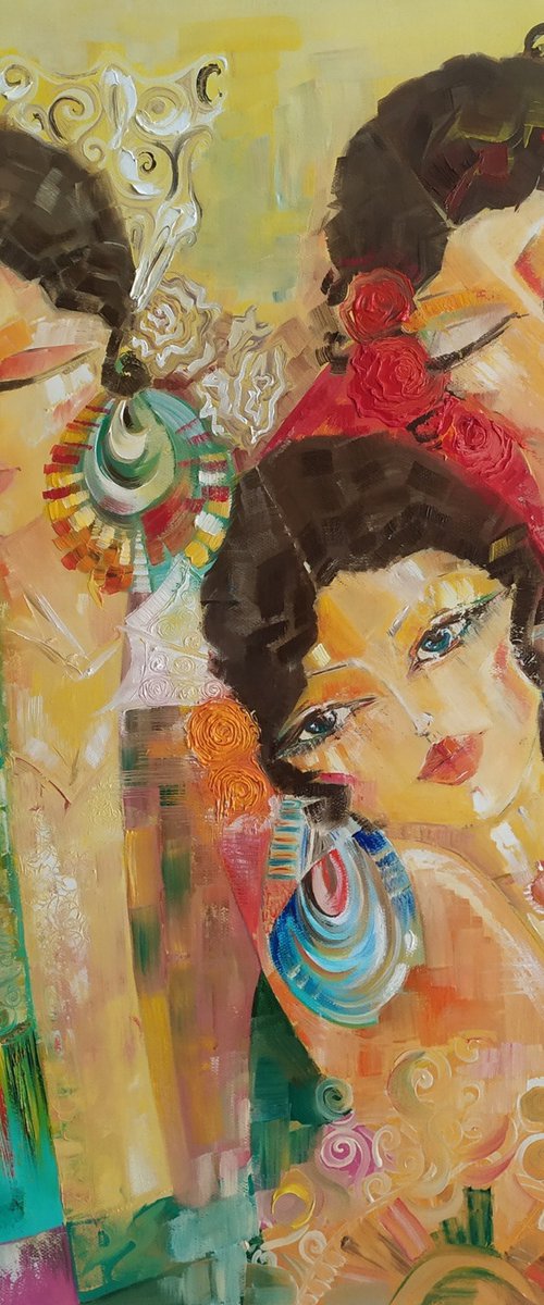 La Gitana (50x60cm, oil/canvas, abstract portrait) by Arevik Gasparyan