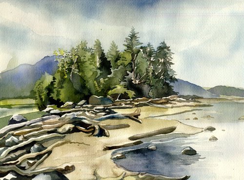 Coastline at Harrison hot spring, B.C. by Alfred  Ng