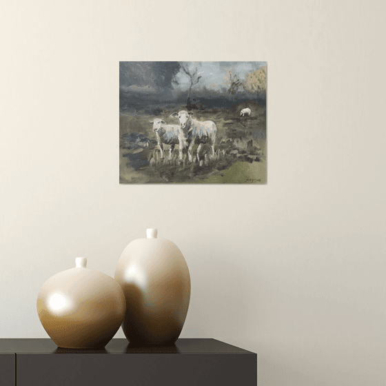 Sheep oil painting