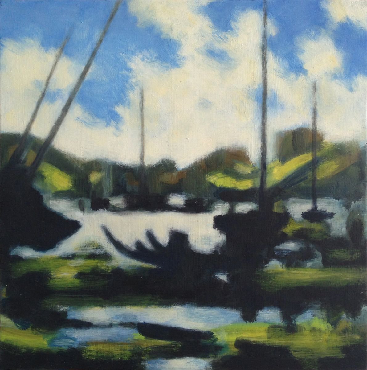 Boats on the estuary 1 by Hugo Lines