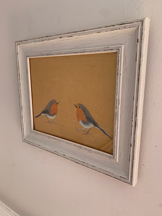 Two Little Robins ~ Framed