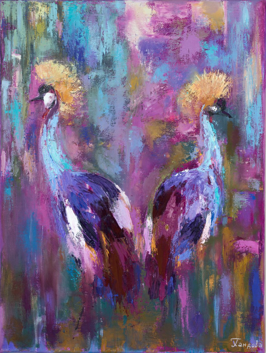 crowned cranes by Galina Khandova