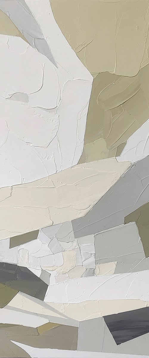 "Aura 3" Beige olive green abstract art by Marine Boiko