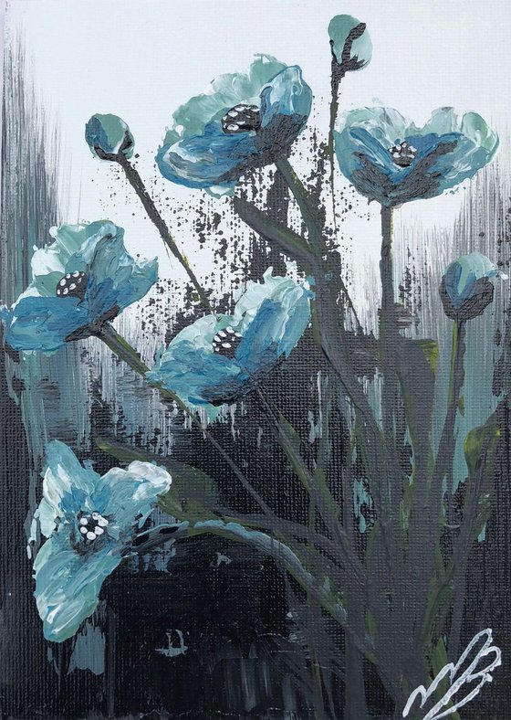 Blue Poppies in a frame Nr2