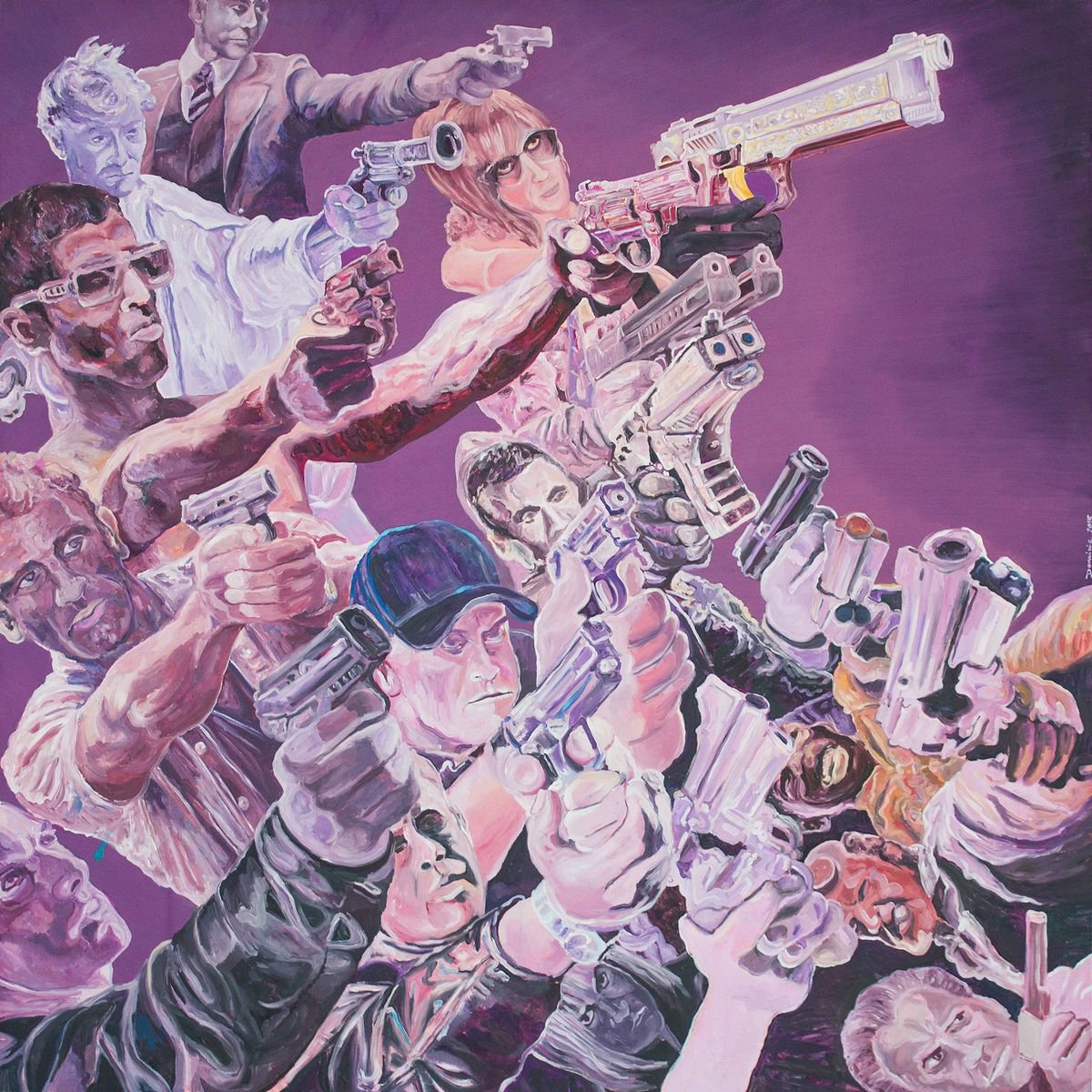 Urban And Pop Portrait Oil Painting By Dominic Virtosu, 79 X 79, Micropolitics, Original Artwork