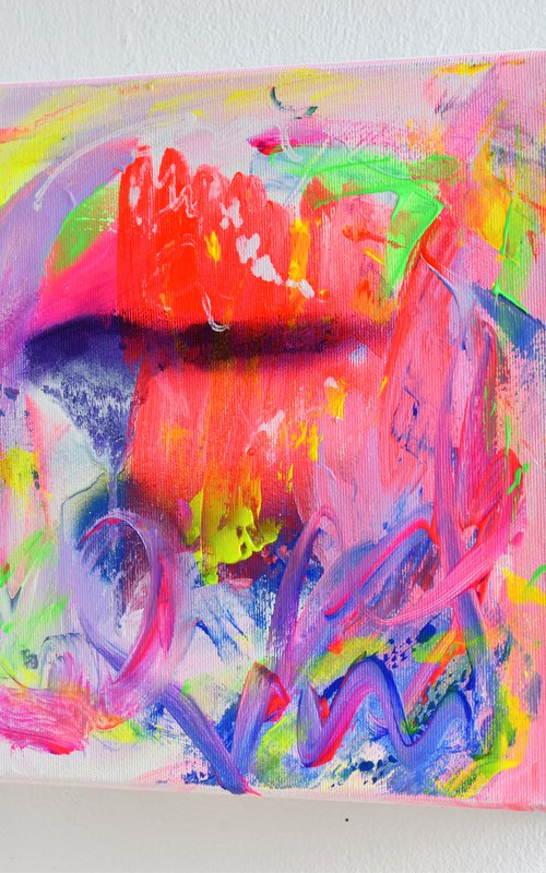 Waterfall 30x30 cm 12"x12" small abstract painting for your home or office by Sebastian Merk