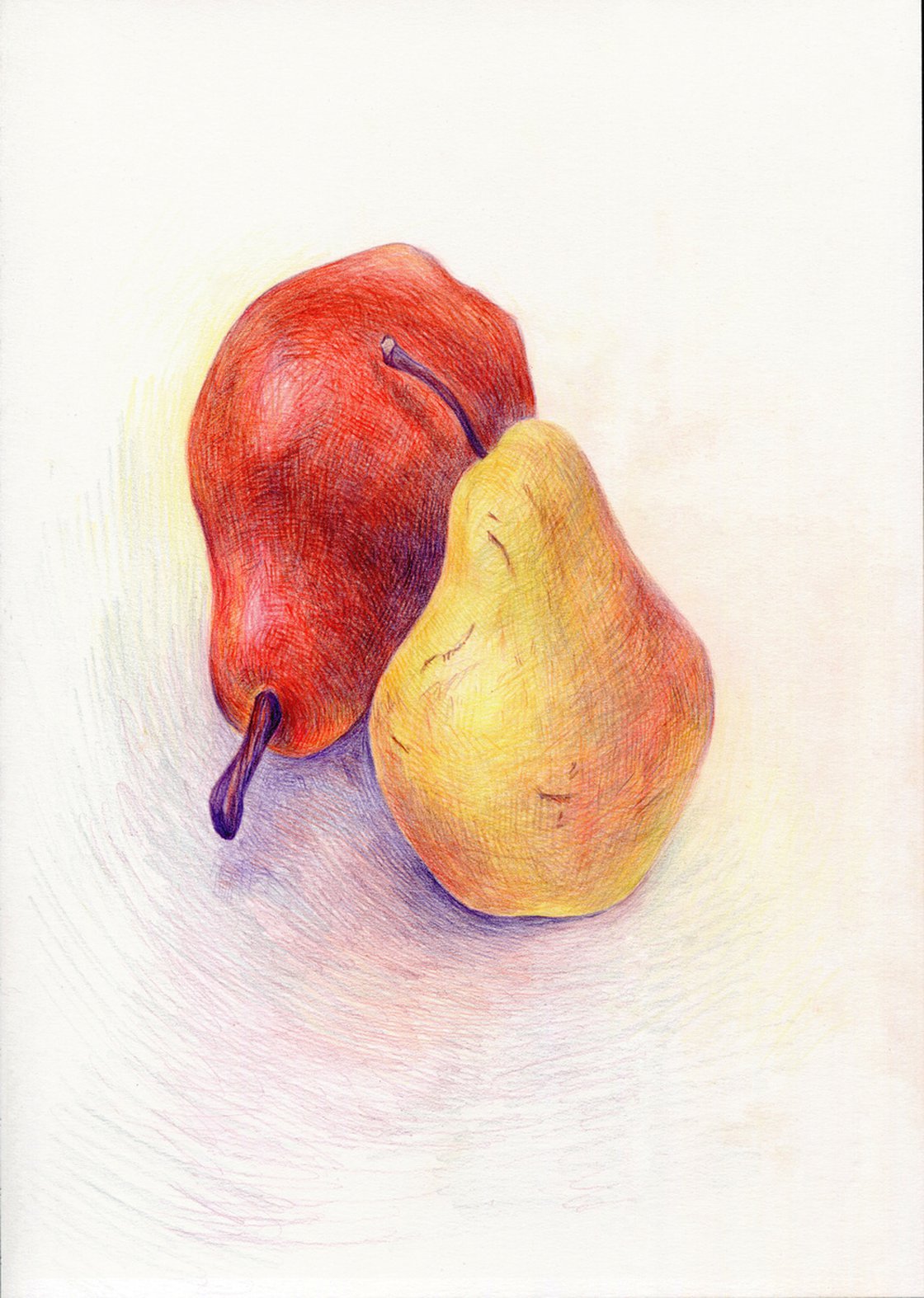 How to Draw a Pear with Colored Pencils