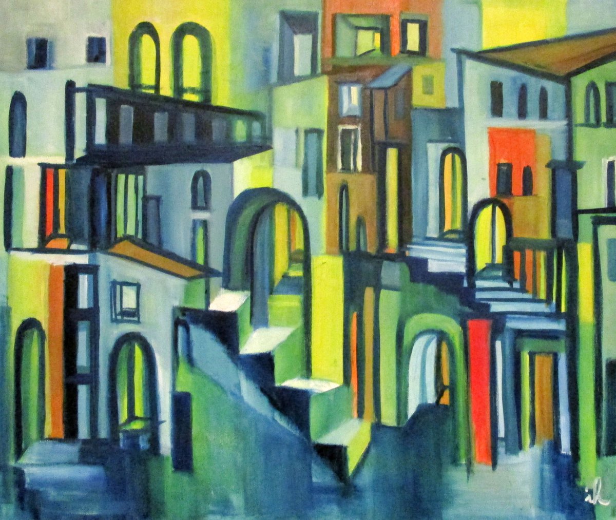 Stairpainting, 32, oil on canvas, 50 x 60 cm by Ingrid Knaus