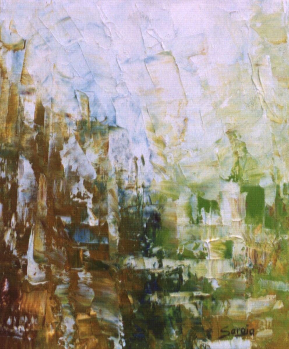 Abstract Landscape Oil Painting By Saroja Van Der Stegen, 10 X 12", Small Forest (#521-3F), Original Artwork