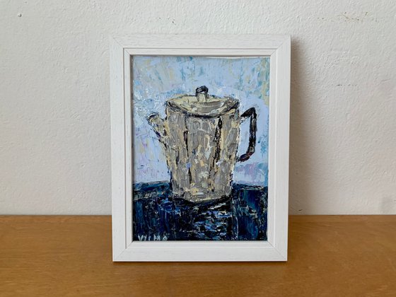 Still life with flowers and teapot