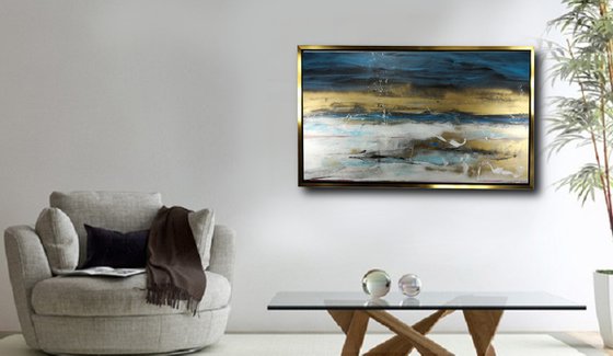 large abstract painting-150x80-cm-framed-title-c488