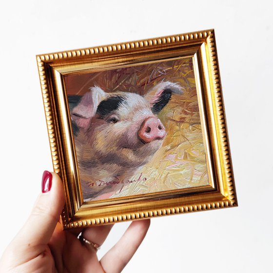 Pig portrait painting