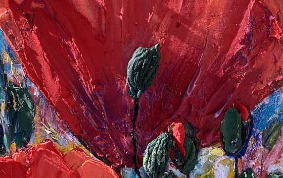 Poppies -  in PALETTE KNIFE technique.