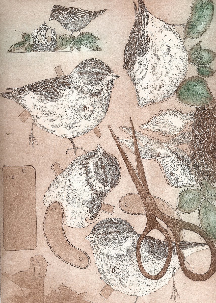 Illustrative Animal Etchings & Engravings By Jane Daniell, 9 X 12, Cut & Paste 1, Original Artwork