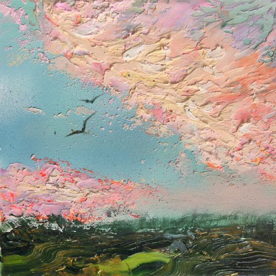 Rainbow clouds sunset 30x30cm