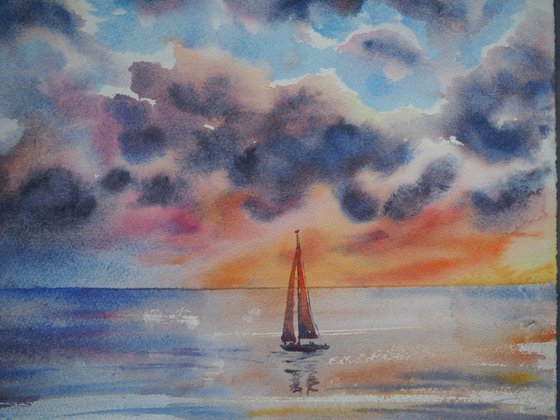 Sunset and sailboat