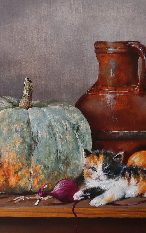 Cat and Pumpkin by Natalia Shaykina