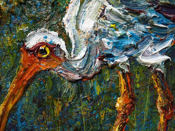 Original Oil Painting Bird Abstract