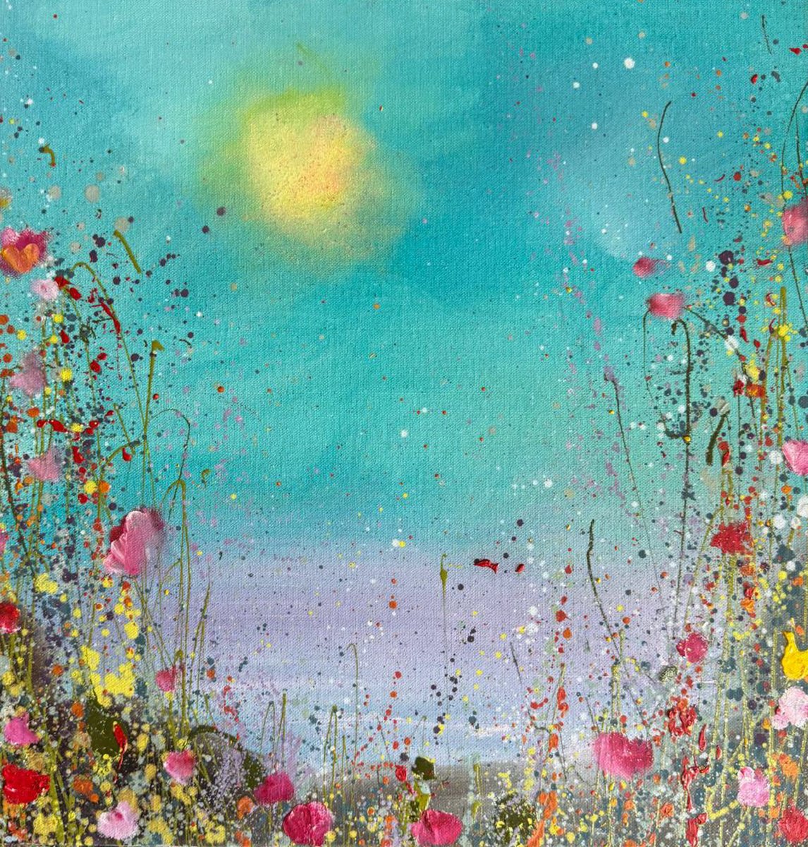 Impressionistic Botanical Oil Painting By Yvonne Coomber, 20 X 20", Mermaids Dance In Roses, Original Artwork