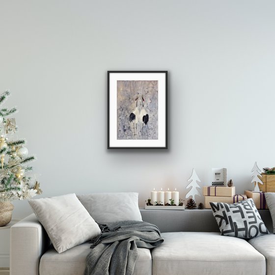 Bird watercolor painting - Japanese cranes large wall art - Wedding gift idea