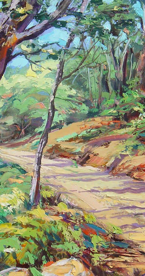 Summer Morning In The Woods | Forest Green Art | Sunlit Forest Trail by Jose Moran Vazquez