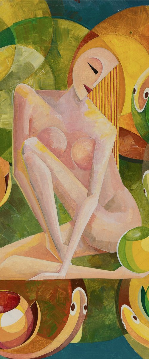 The Girl With Lotus Flowers by Tetiana Gryshchenko