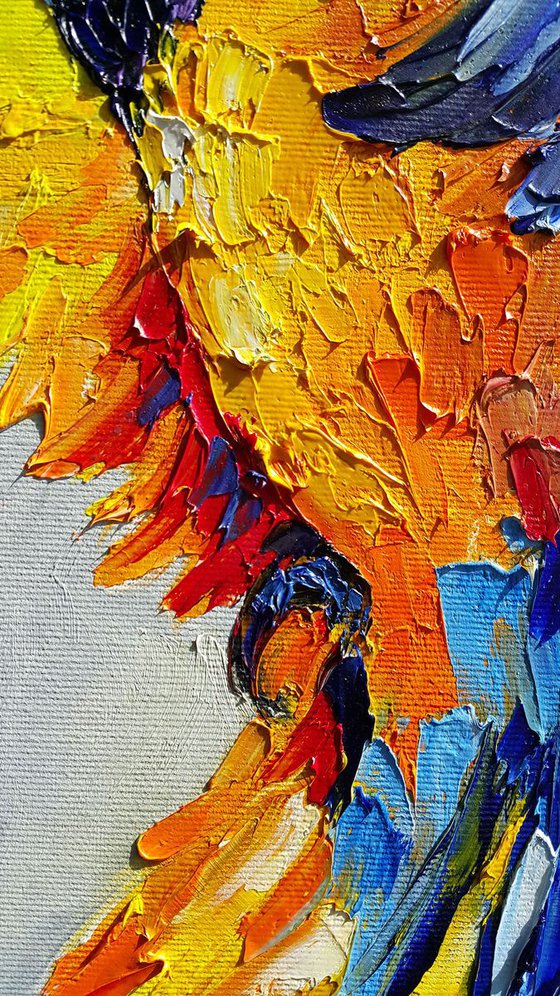 Dance in the sky - Ara parrot, bird, parrots, birds love, parrots art