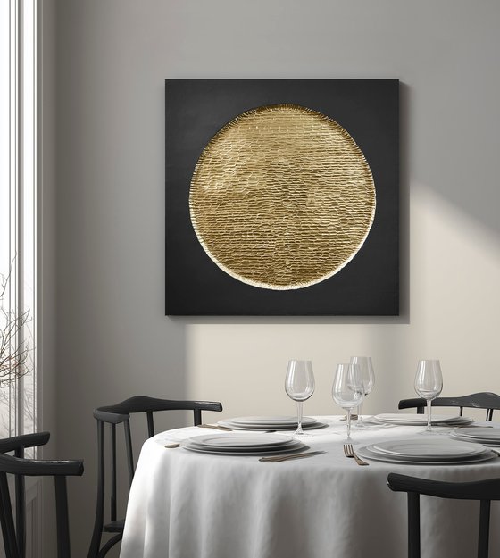 "Golden Black Mars" Abstract high textured