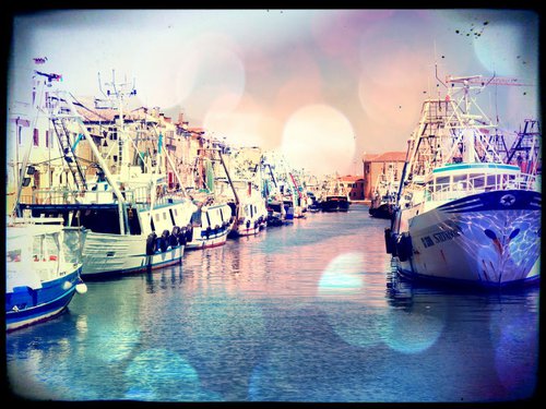 Venice sister town Chioggia in Italy - 60x80x4cm print on canvas 01066m3 READY to HANG by Kuebler