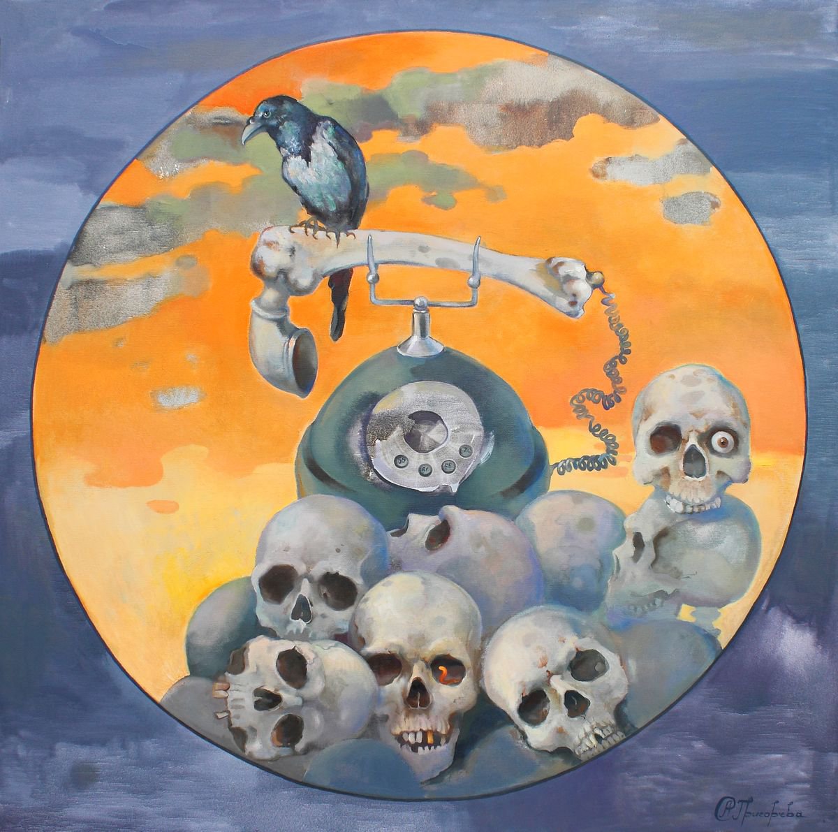 Surrealistic Animal Oil Painting By Anastasiia Grygorieva, 39 X 39, Pension Fund, Original Artwork