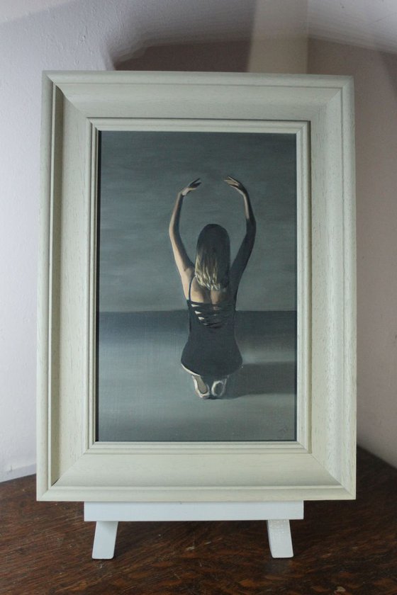 Dancer Alone, Ballet Oil Painting, Ballerina, Framed  Art