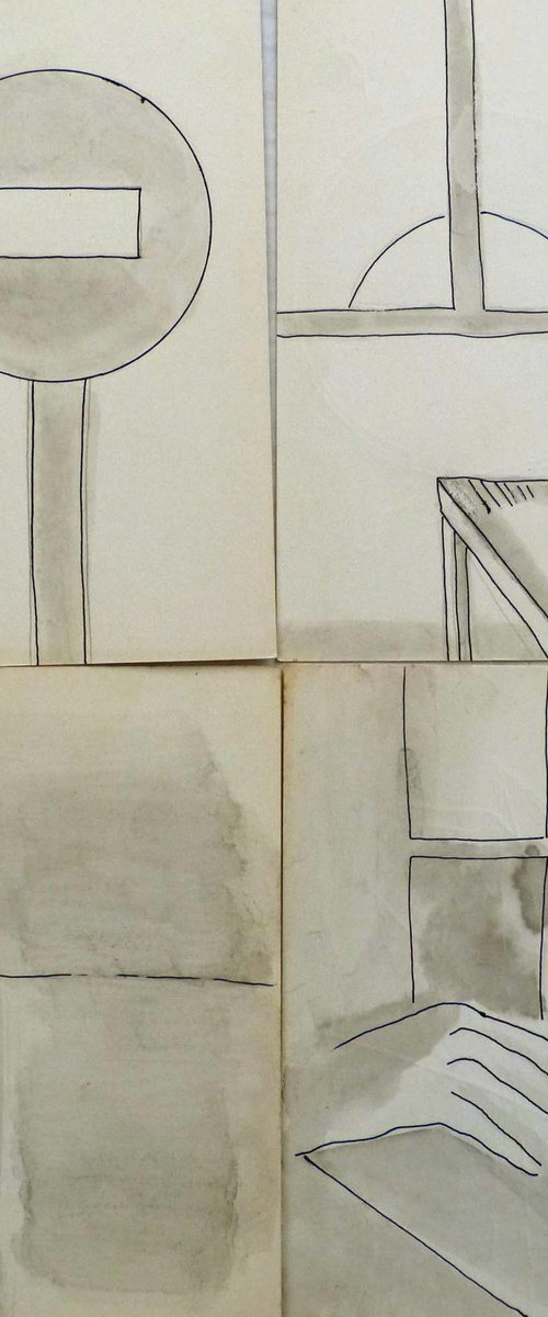Minimalist sketches, 4 ACEO drawings 7,5x12 cm by Frederic Belaubre