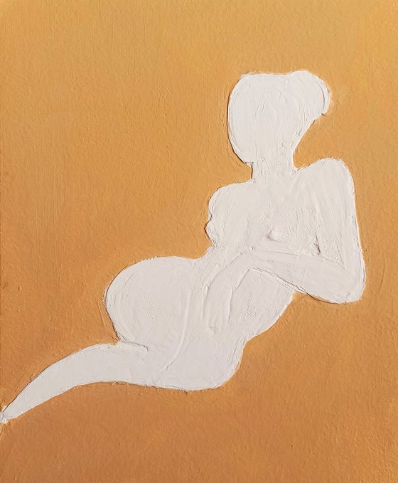 Minimalistic art Base relief Naked woman figure