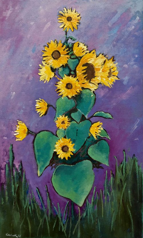 Yellow Sunflower Painting by Volodymyr Smoliak