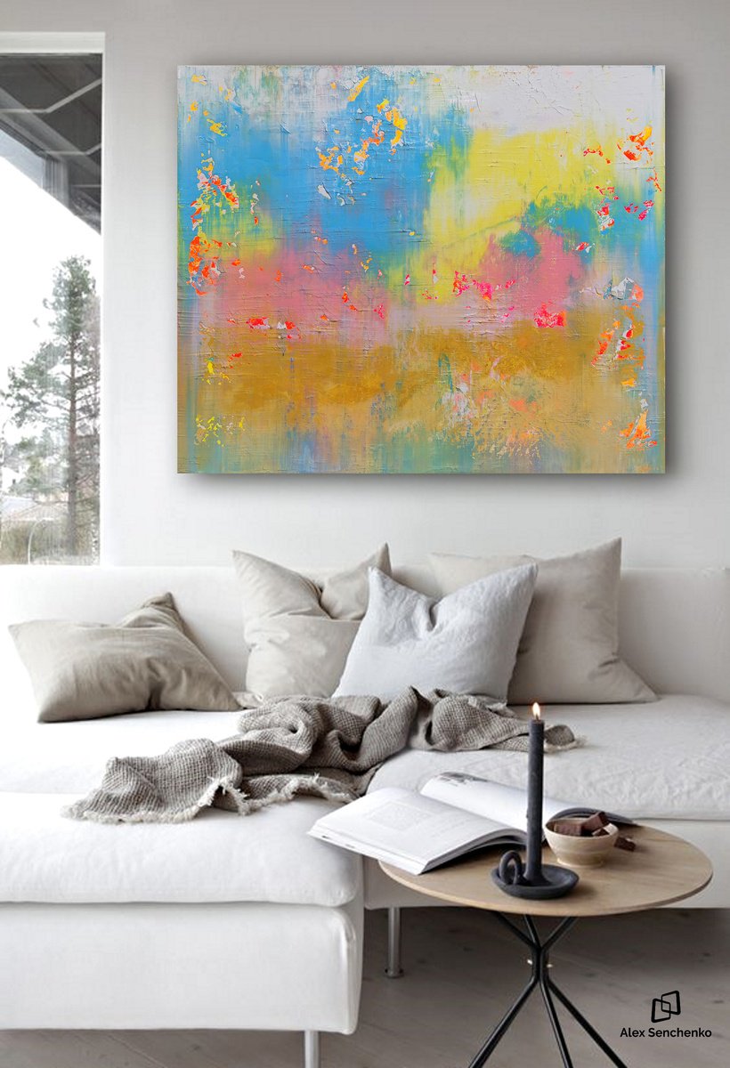 Abstract Acrylic Painting By Alex Senchenko, 47 X 39, Abstract 2132, Original Artwork