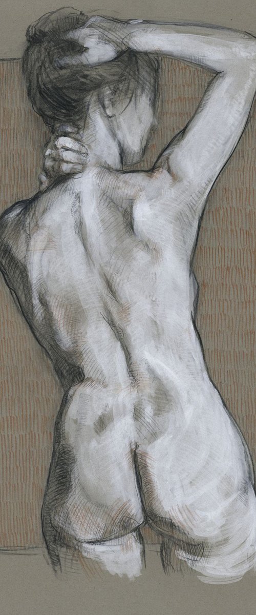 Nude charcoal. Nude drawing. Female nude. Woman nude. Lady nude. by Katarzyna Gagol