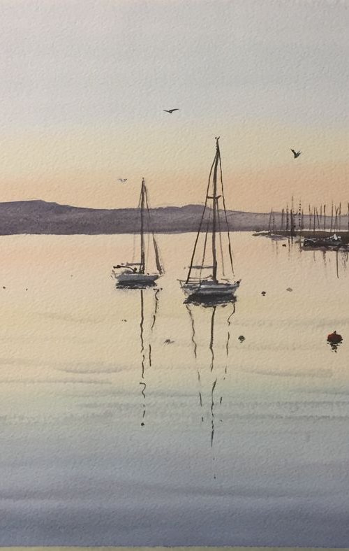 Calm sunset in a harbour by Tihomir Cirkvencic