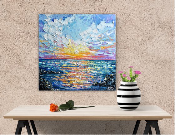 Sea Sunset - Palette Knife Seascape Painting