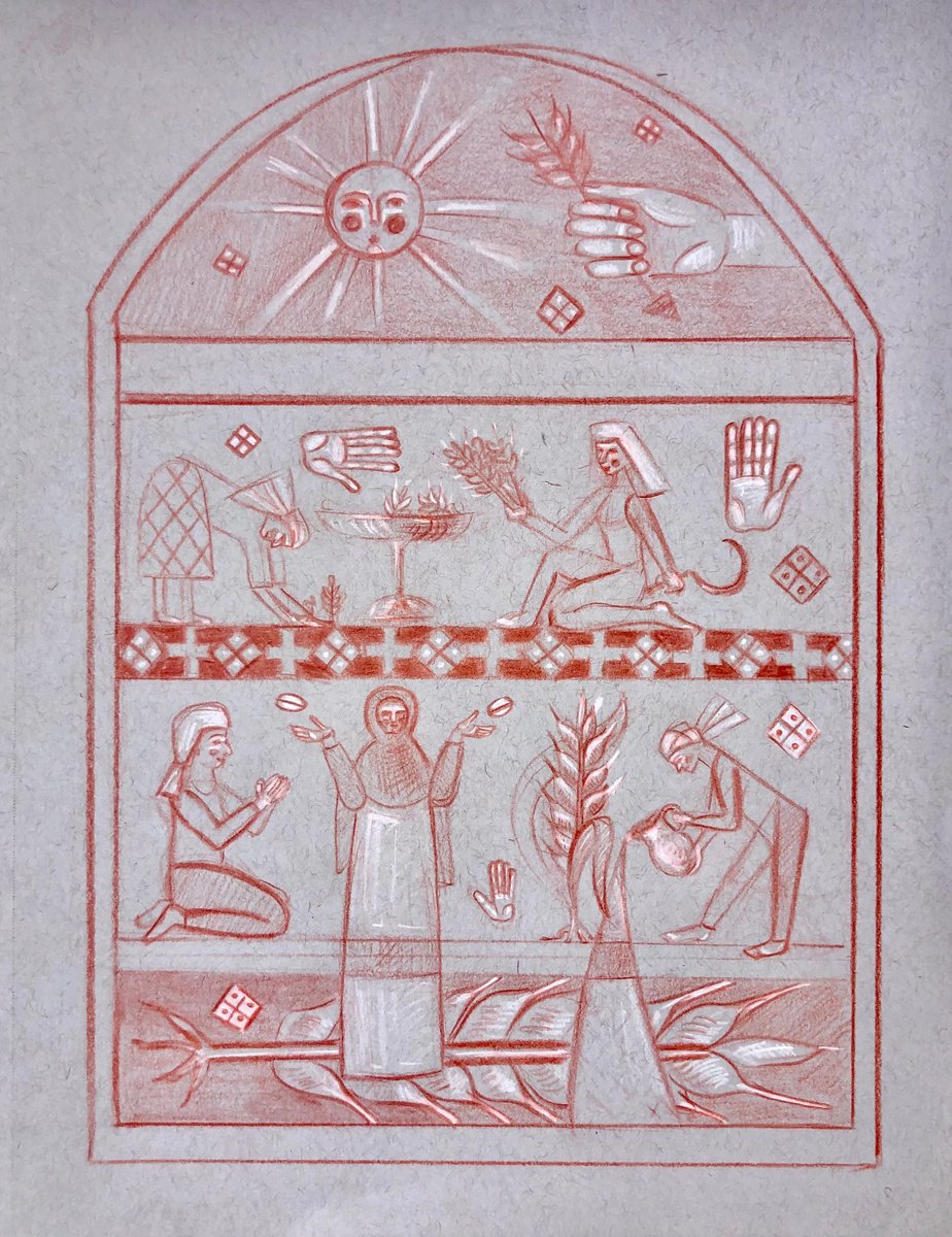 Naive Portrait Pencil Drawing By Yuliia Chaika, 12 X 10", Contemporary Sanguine Drawing, Original Artwork