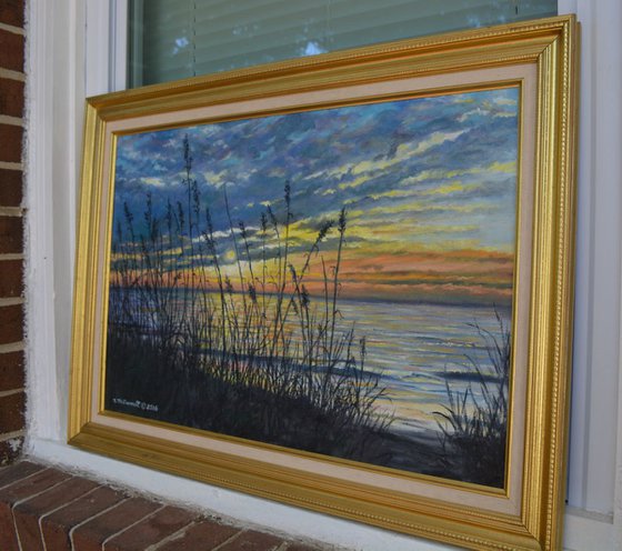 November Sunrise - 16X24 inch framed oil seascape (SOLD)