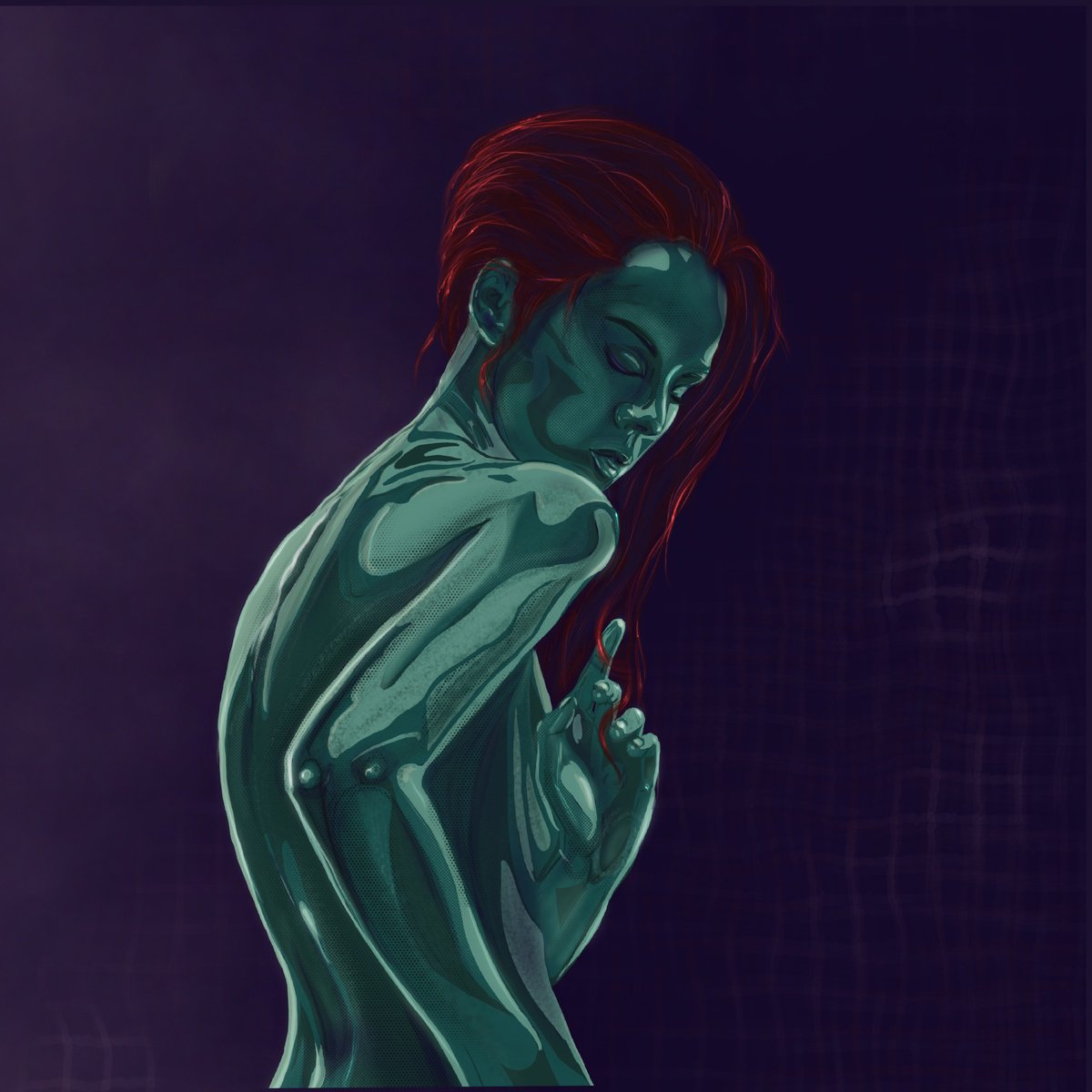 Surrealistic Portrait Giclee Print By Marina Deryagina, 31 X 31", Touch, Original Artwork